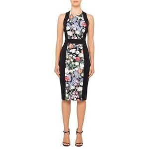 Ted Baker London Floral Crossback Strap Bodycon Midi DressSize 0